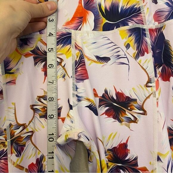 Vull Tie-dye tropical print palm lavender leggings full length hi Rise pockets S - Picture 6 of 9